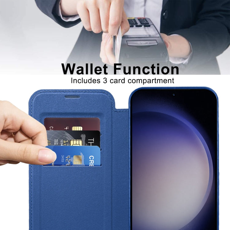 For Samsung Galaxy S24 5G Shield Magsafe RFID Anti-theft Rhombus Leather Phone Case(Dark Blue) - Galaxy S24 5G Cases by PMC TechLife | Online Shopping South Africa | PMC TechLife