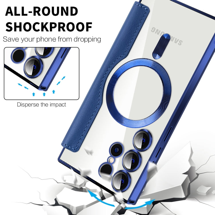 For Samsung Galaxy S24 Ultra 5G Shield Magsafe RFID Anti-theft Rhombus Leather Phone Case(Dark Blue) - Galaxy S24 Ultra 5G Cases by PMC TechLife | Online Shopping South Africa | PMC TechLife