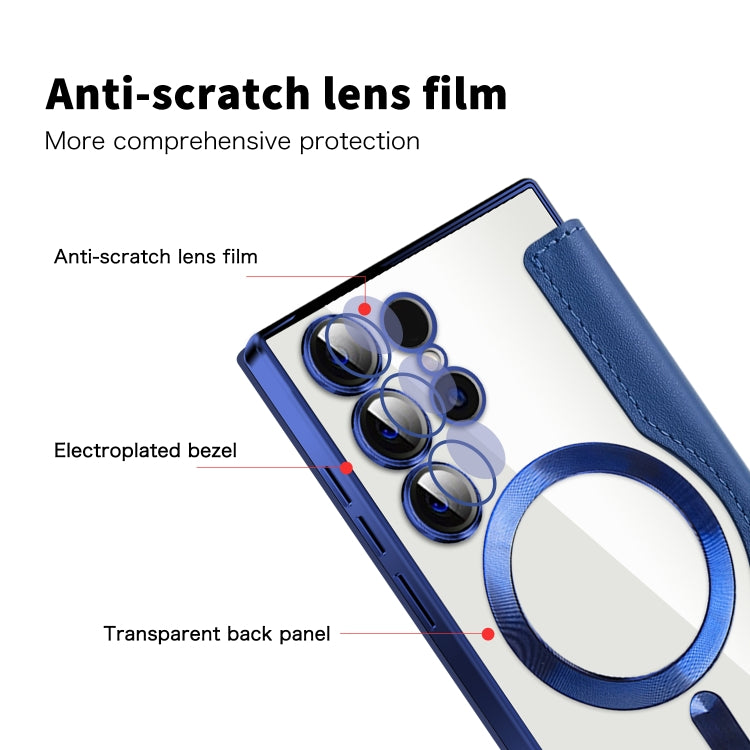 For Samsung Galaxy S24 Ultra 5G Shield Magsafe RFID Anti-theft Rhombus Leather Phone Case(Dark Blue) - Galaxy S24 Ultra 5G Cases by PMC TechLife | Online Shopping South Africa | PMC TechLife