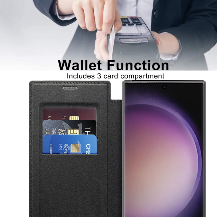 For Samsung Galaxy S24 Ultra 5G Shield Magsafe RFID Anti-theft Rhombus Leather Phone Case(Black) - Galaxy S24 Ultra 5G Cases by PMC TechLife | Online Shopping South Africa | PMC TechLife