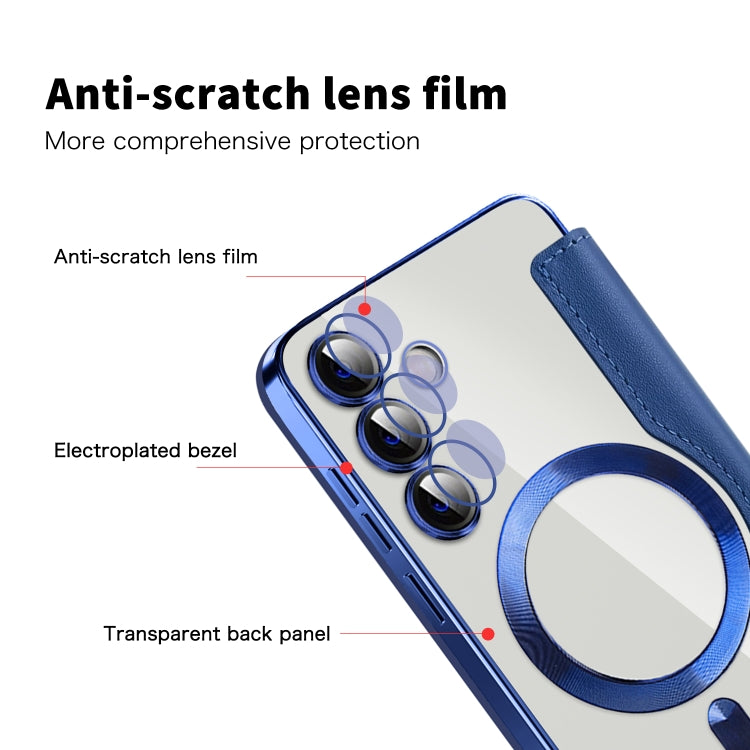 For Samsung Galaxy S24+ 5G Shield Magsafe RFID Anti-theft Rhombus Leather Phone Case(Dark Blue) - Galaxy S24+ 5G Cases by PMC TechLife | Online Shopping South Africa | PMC TechLife