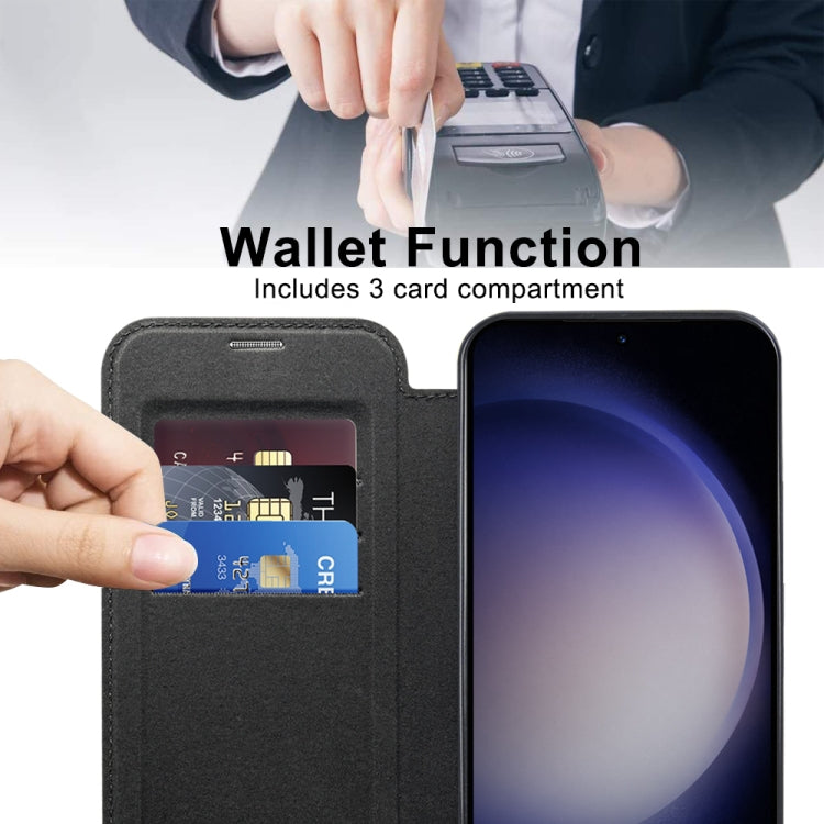 For Samsung Galaxy S24+ 5G Shield Magsafe RFID Anti-theft Rhombus Leather Phone Case(Black) - Galaxy S24+ 5G Cases by PMC TechLife | Online Shopping South Africa | PMC TechLife
