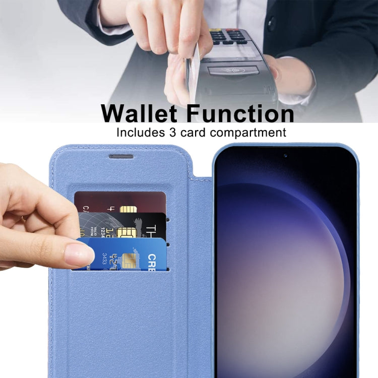 For Samsung Galaxy S24+ 5G Shield MagSafe RFID Anti-theft Rhombus Leather Phone Case(Blue) - free shipping - PMC TechLife - Order now!