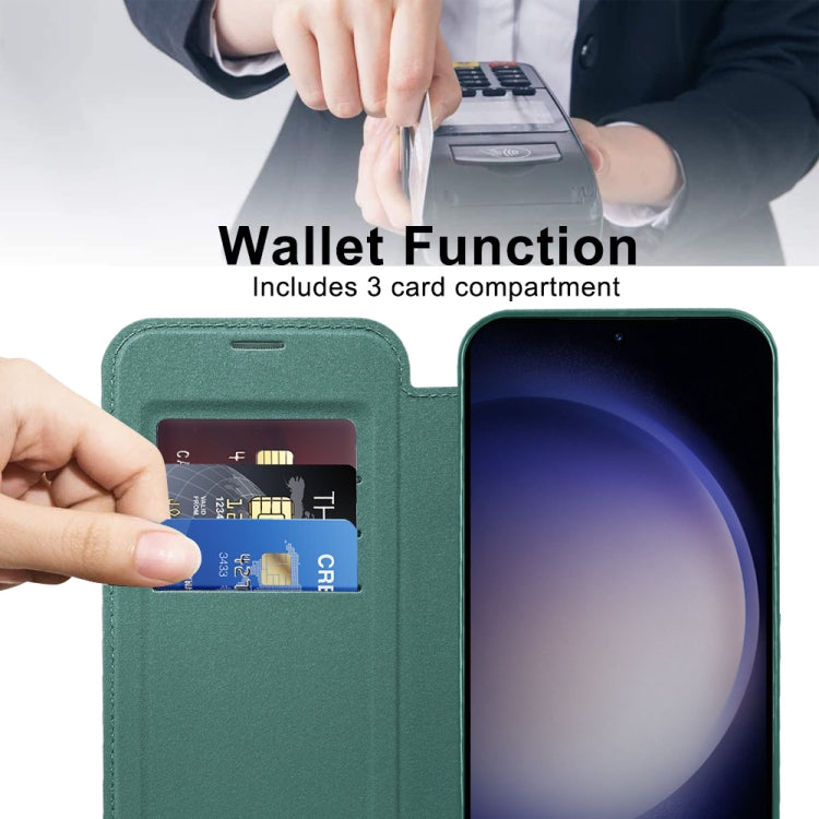 For Samsung Galaxy S24+ 5G Shield Magsafe RFID Anti-theft Rhombus Leather Phone Case(Green) - Galaxy S24+ 5G Cases by PMC TechLife | Online Shopping South Africa | PMC TechLife