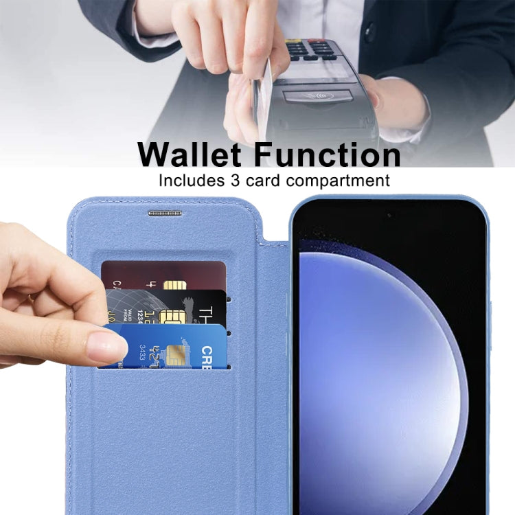 For Samsung Galaxy S23 FE 5G Shield Magsafe RFID Anti-theft Rhombus Leather Phone Case(Blue) - Galaxy S23 FE 5G Cases by PMC TechLife | Online Shopping South Africa | PMC TechLife