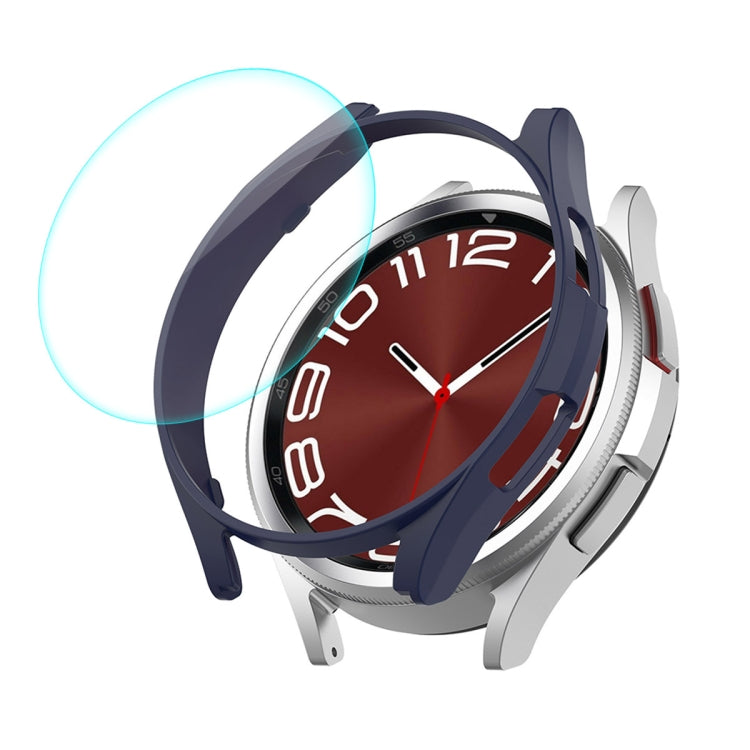 For Samsung Galaxy Watch6 Classic 47mm ENKAY Hat-Prince Electroplated Hard PC Case + 0.2mm 9H Glass Screen Protector(Dark Blue) - Watch Cases by ENKAY | Online Shopping South Africa | PMC TechLife