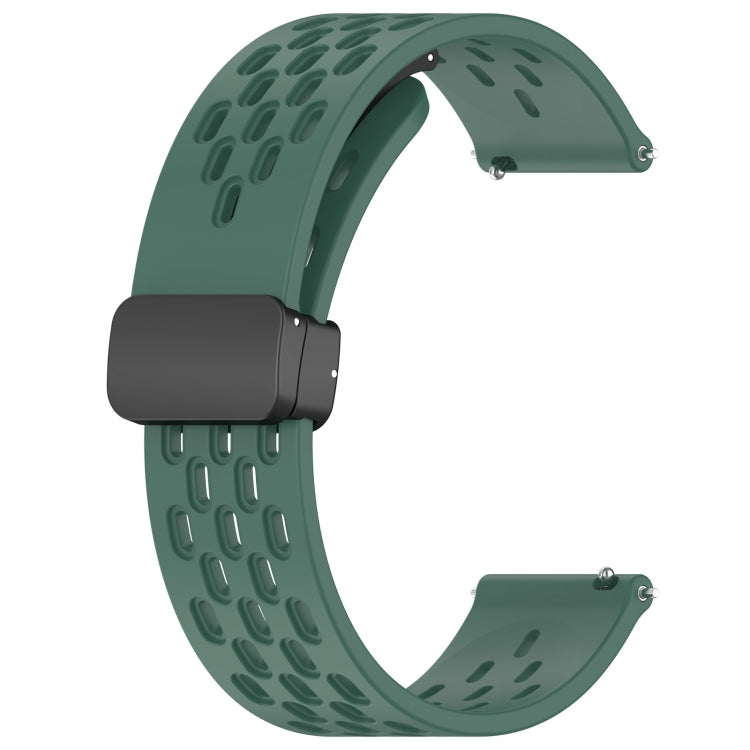 For Amazfit GTR 42mm 20mm Folding Magnetic Clasp Silicone Watch Band(Dark Green) - free shipping - PMC TechLife - Order now!