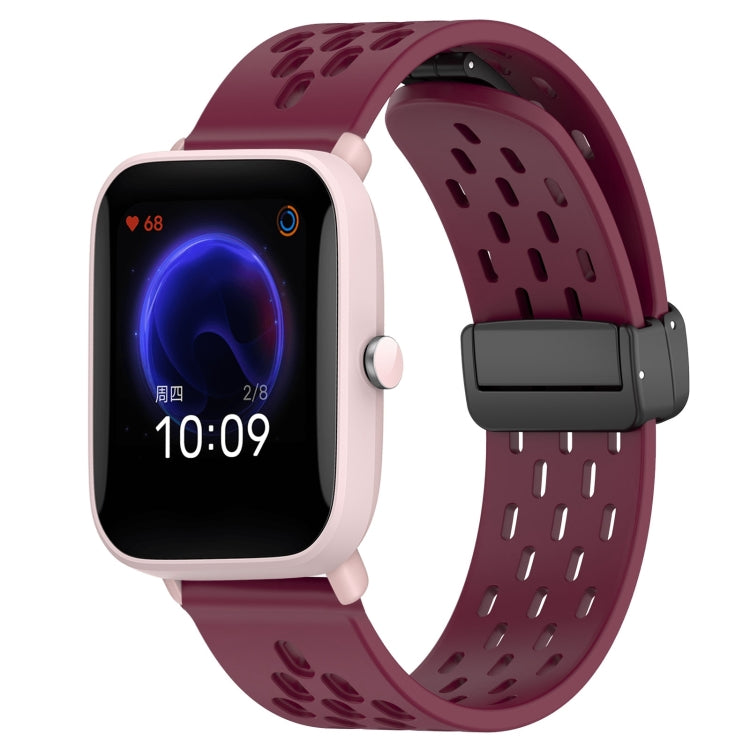 For Amazfit Pop Pro 20mm Folding Magnetic Clasp Silicone Watch Band(Burgundy) - free shipping - PMC TechLife - Order now!