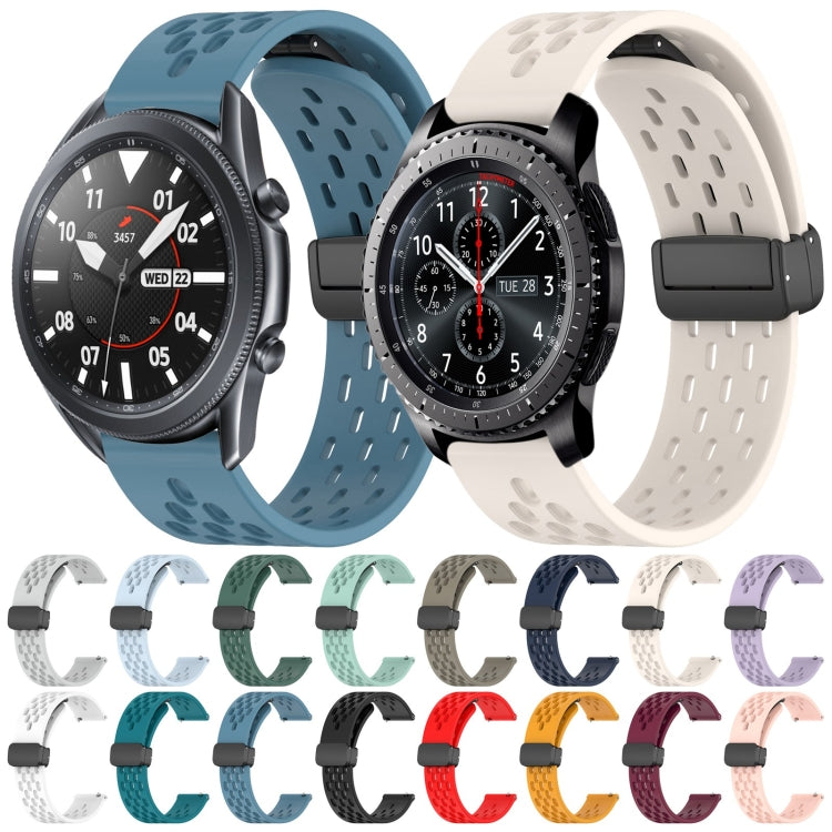 For Samsung Galaxy Watch 46mm 22mm Folding Magnetic Clasp Silicone Watch Band(Black) - free shipping - PMC TechLife - Order now!