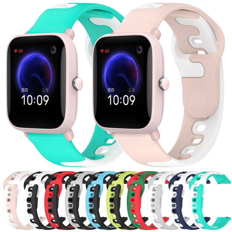 For Amazfit GTS 2E 20mm Double Color Silicone Watch Band(Blue+White) - free shipping - PMC TechLife - Order now!