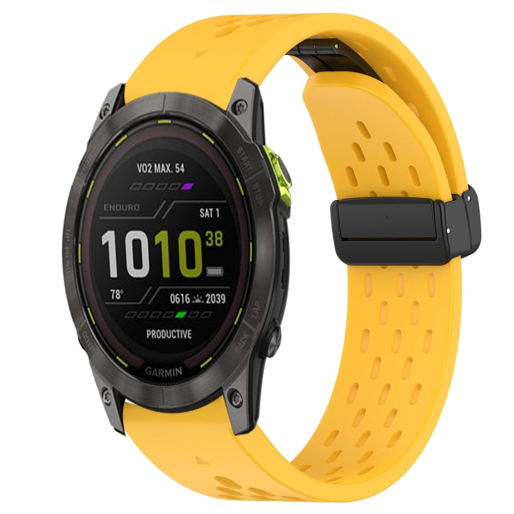 Compatible with Garmin Enduro 2 26mm Folding Buckle Hole Silicone Watch Band(Yellow) - free shipping - PMC TechLife - Order now!