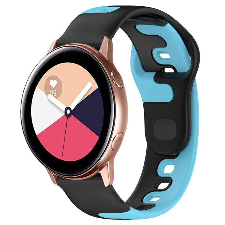 For Samsung Galaxy Watch Active 20mm Double Color Silicone Watch Band(Black+Blue) - Watch Bands by PMC TechLife | Online Shopping South Africa | PMC TechLife