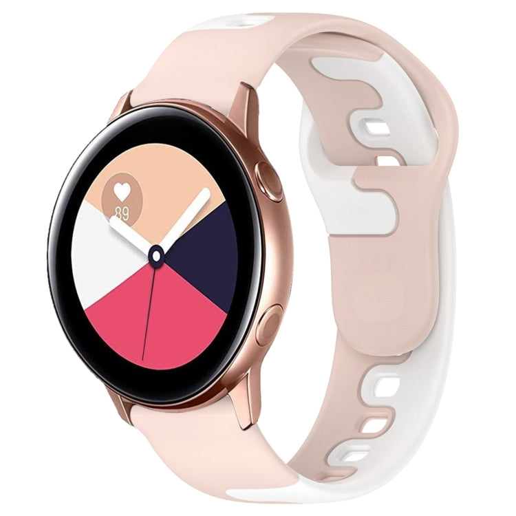For Samsung Galaxy Watch Active 20mm Double Color Silicone Watch Band(Pink+White) - Watch Bands by PMC TechLife | Online Shopping South Africa | PMC TechLife