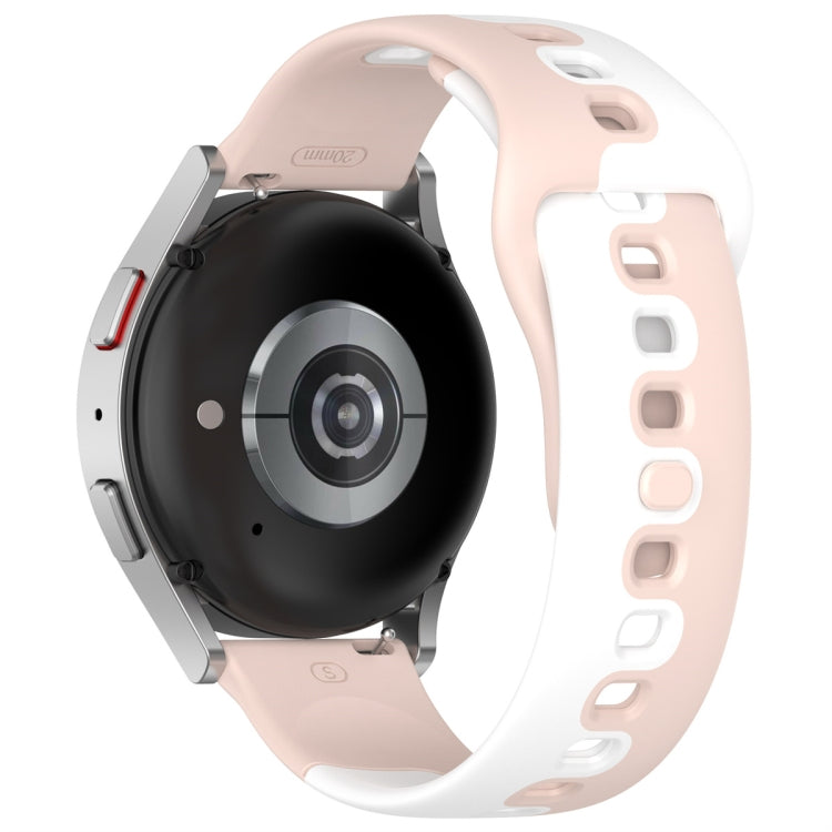 For Samsung Galaxy Watch Active 20mm Double Color Silicone Watch Band(Pink+White) - Watch Bands by PMC TechLife | Online Shopping South Africa | PMC TechLife