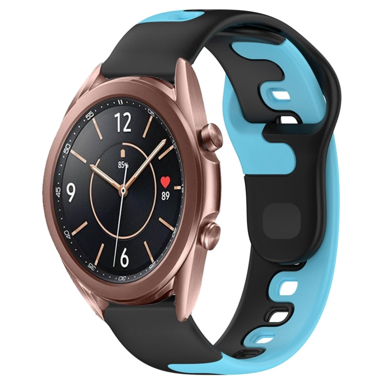 For Samsung Galaxy Watch3 41mm 20mm Double Color Silicone Watch Band(Black+Blue) - Watch Bands by PMC TechLife | Online Shopping South Africa | PMC TechLife