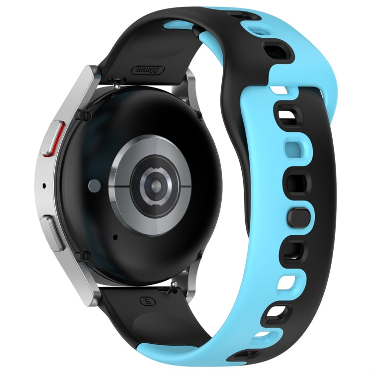 For Samsung Galaxy Watch3 41mm 20mm Double Color Silicone Watch Band(Black+Blue) - Watch Bands by PMC TechLife | Online Shopping South Africa | PMC TechLife