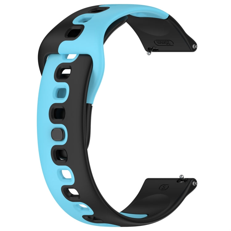 For Samsung Galaxy Watch3 41mm 20mm Double Color Silicone Watch Band(Black+Blue) - Watch Bands by PMC TechLife | Online Shopping South Africa | PMC TechLife