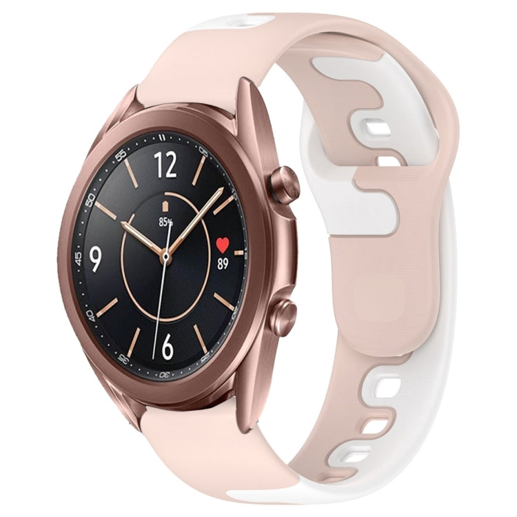 For Samsung Galaxy Watch3 41mm 20mm Double Color Silicone Watch Band(Pink+White) - Watch Bands by PMC TechLife | Online Shopping South Africa | PMC TechLife