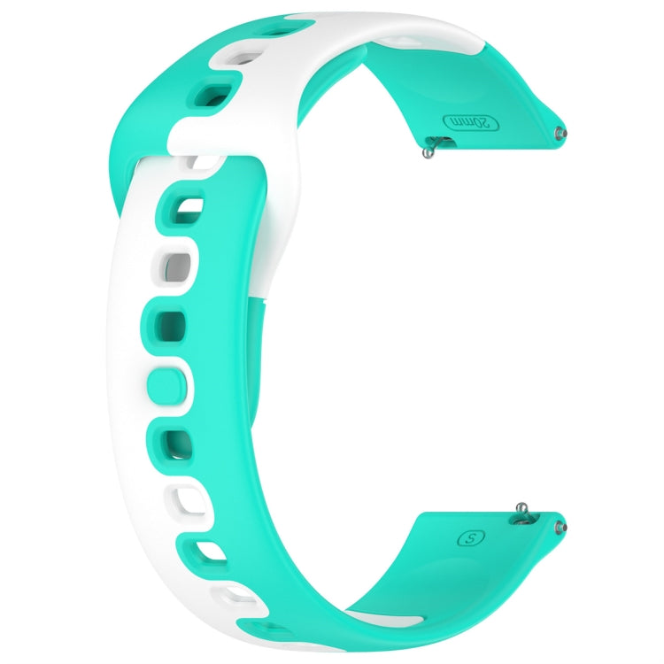 For Samsung Galaxy Watch3 41mm 20mm Double Color Silicone Watch Band(Cyan+White) - Watch Bands by PMC TechLife | Online Shopping South Africa | PMC TechLife