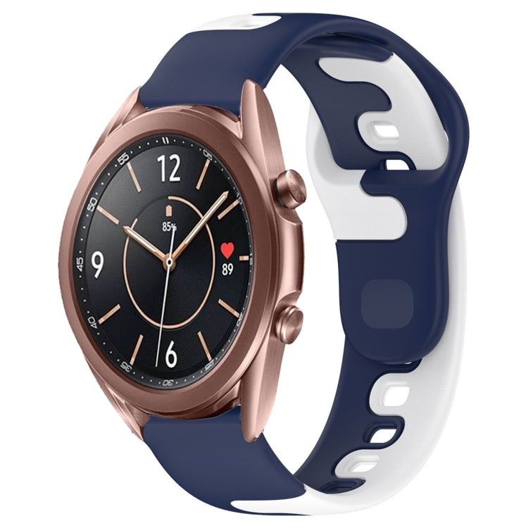For Samsung Galaxy Watch3 41mm 20mm Double Color Silicone Watch Band(Blue+White) - Watch Bands by PMC TechLife | Online Shopping South Africa | PMC TechLife