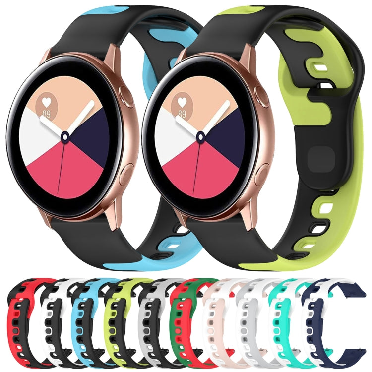 For Samsung Galaxy Watch Active 20mm Double Color Silicone Watch Band(Cyan+White) - Watch Bands by PMC TechLife | Online Shopping South Africa | PMC TechLife