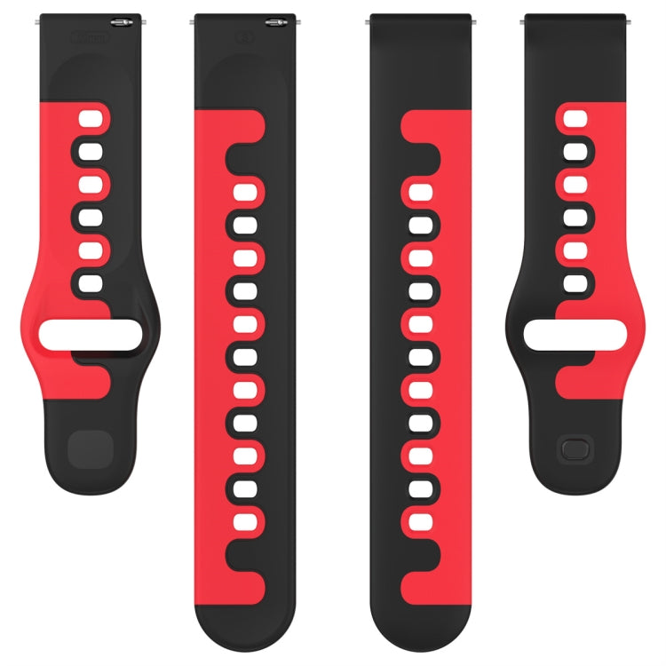 For Samsung Galaxy Watch Active 20mm Double Color Silicone Watch Band(Black+Blue) - Watch Bands by PMC TechLife | Online Shopping South Africa | PMC TechLife