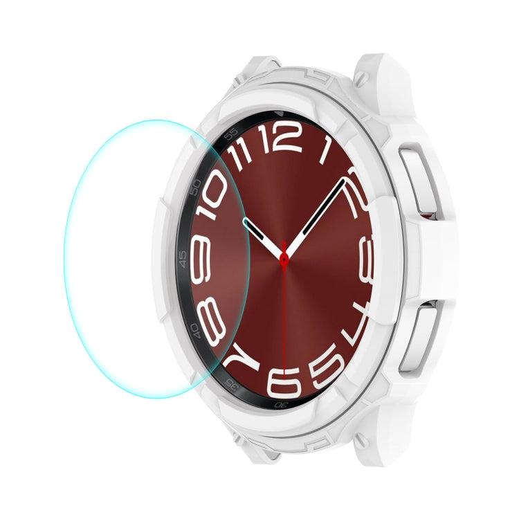 For Samsung Galaxy Watch6 Classic 43mm ENKAY Hat-Prince 2 in 1 TPU Armor Watch Case + 0.2mm 9H Tempered Glass Screen Protector(White) - Watch Cases by ENKAY | Online Shopping South Africa | PMC TechLife