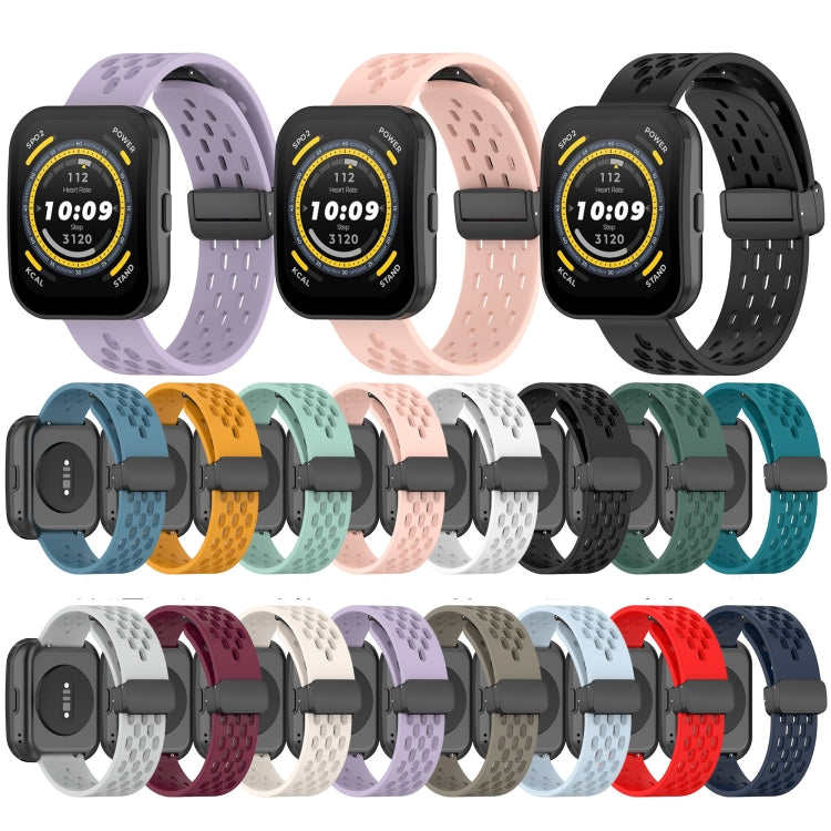 For Amazfit Bip 5 Folding Magnetic Clasp Silicone Watch Band(Black) - free shipping - PMC TechLife - Order now!