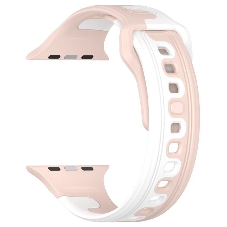 For Apple Watch 9 41mm Double Color Silicone Watch Band(Pink+White) - Watch Bands by PMC TechLife | Online Shopping South Africa | PMC TechLife