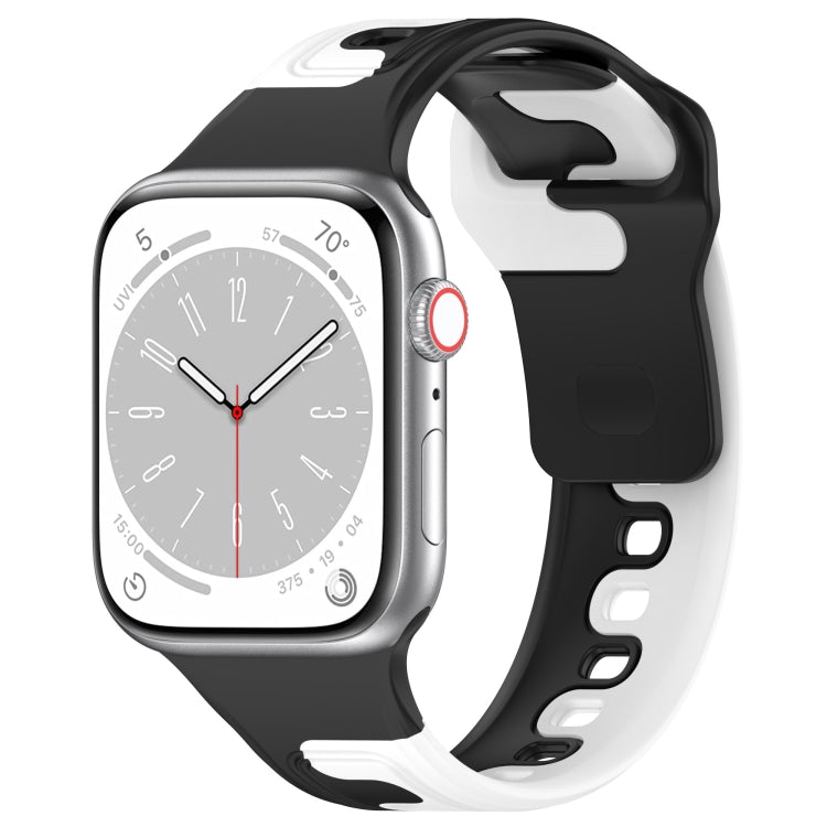 For Apple Watch 9 41mm Double Color Silicone Watch Band(Black+White) - Watch Bands by PMC TechLife | Online Shopping South Africa | PMC TechLife