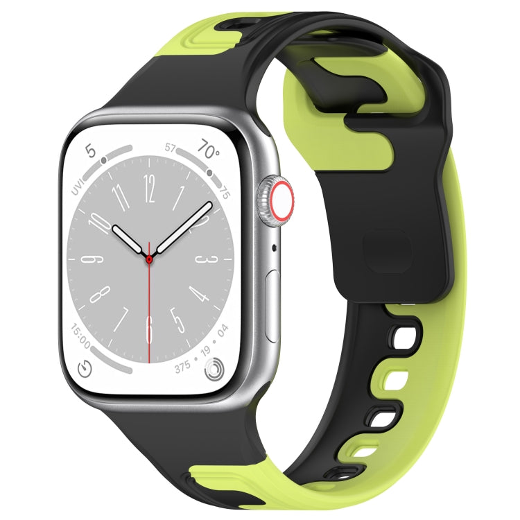 For Apple Watch SE 2022 44mm Double Color Silicone Watch Band(Black+Green) - Watch Bands by PMC TechLife | Online Shopping South Africa | PMC TechLife