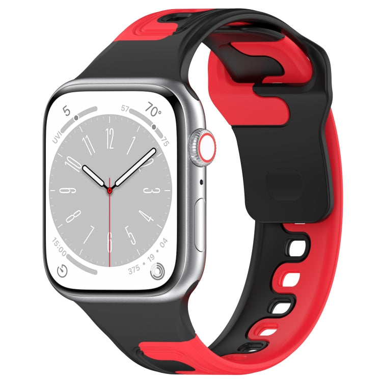 For Apple Watch SE 2022 40mm Double Color Silicone Watch Band(Black+Red) - Watch Bands by PMC TechLife | Online Shopping South Africa | PMC TechLife