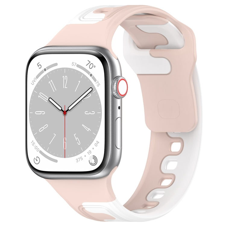For Apple Watch SE 44mm Double Color Silicone Watch Band(Pink+White) - free shipping - PMC TechLife - Order now!