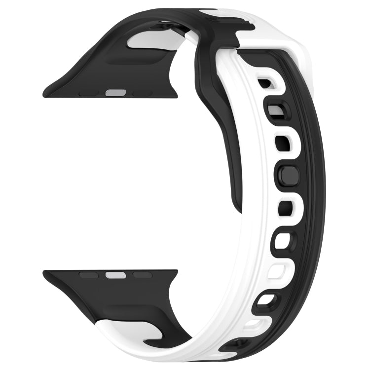 For Apple Watch SE 44mm Double Color Silicone Watch Band(Black+White) - Watch Bands by PMC TechLife | Online Shopping South Africa | PMC TechLife