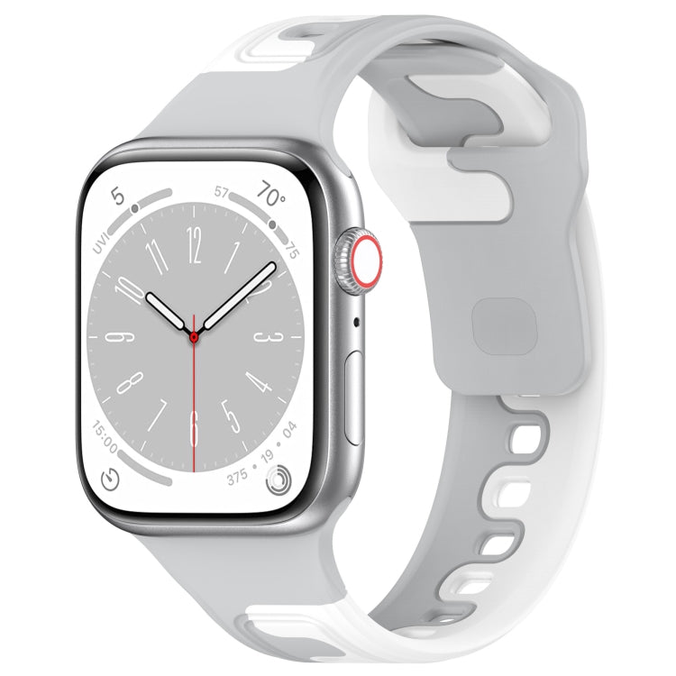 For Apple Watch SE 40mm Double Color Silicone Watch Band(Grey+White) - Watch Bands by PMC TechLife | Online Shopping South Africa | PMC TechLife