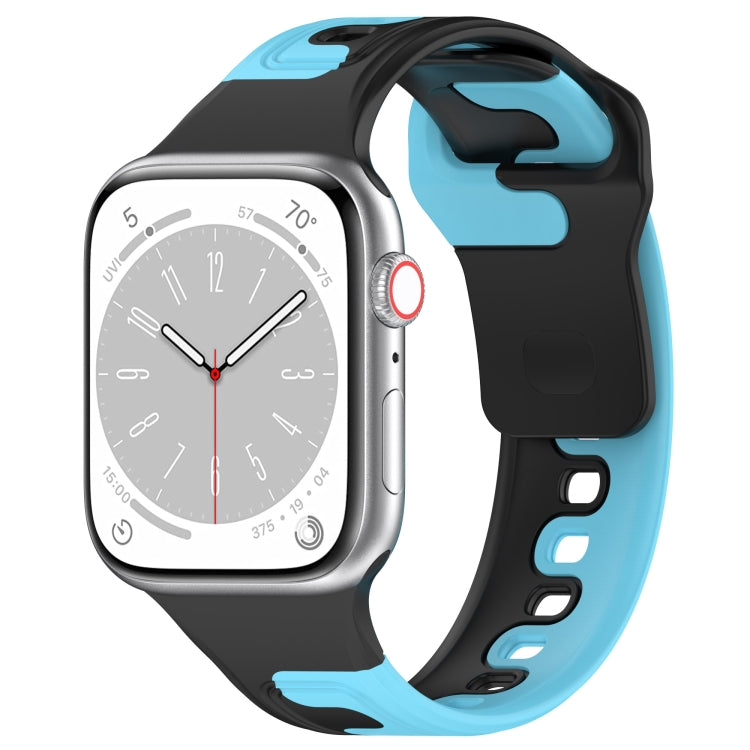 For Apple Watch 4 44mm Double Color Silicone Watch Band(Black+Blue) - Watch Bands by PMC TechLife | Online Shopping South Africa | PMC TechLife