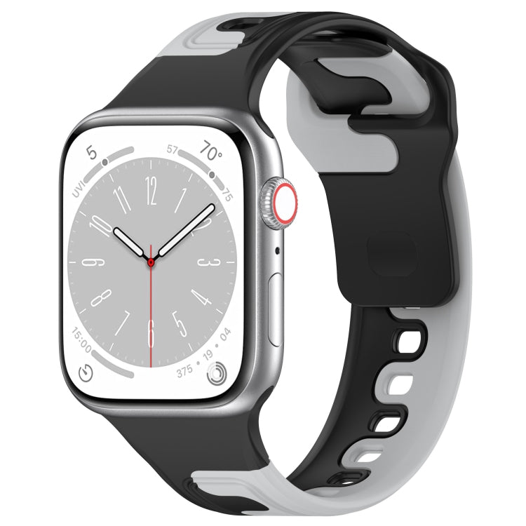 For Apple Watch 2 42mm Double Color Silicone Watch Band(Black+Grey) - Watch Bands by PMC TechLife | Online Shopping South Africa | PMC TechLife