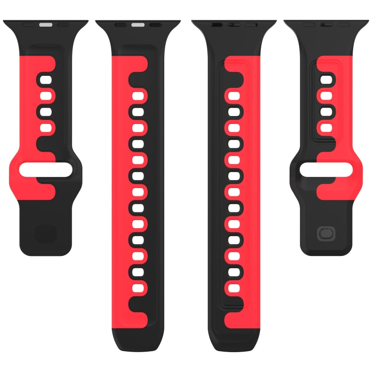 For Apple Watch 42mm Double Color Silicone Watch Band(Black+White) - Watch Bands by PMC TechLife | Online Shopping South Africa | PMC TechLife