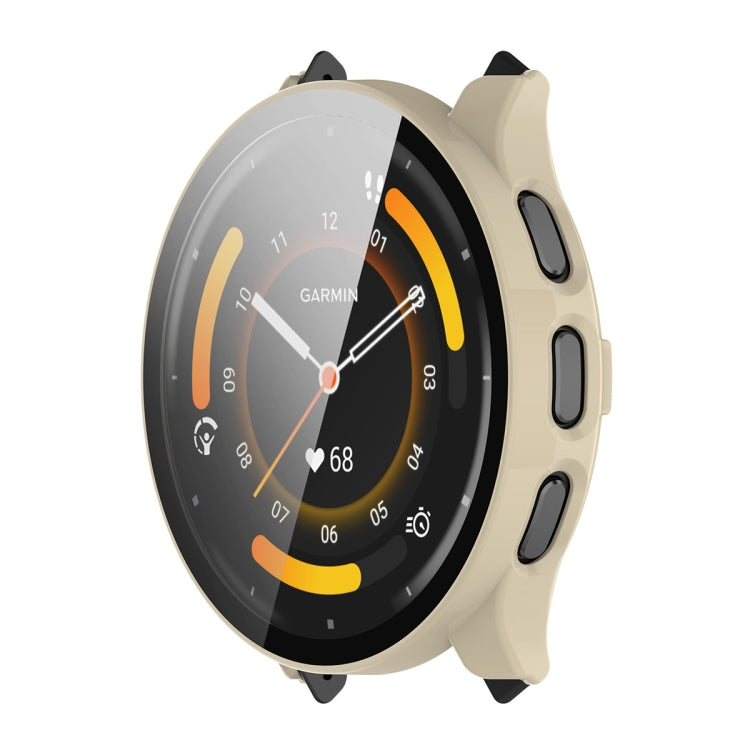 Compatible with Garmin Venu 3S ENKAY Hat-Prince Full Coverage PC + Tempered Glass Film Integrated Watch Case(Ivory White) - Watch Cases by ENKAY | Online Shopping South Africa | PMC TechLife | Buy Now Pay Later Mobicred