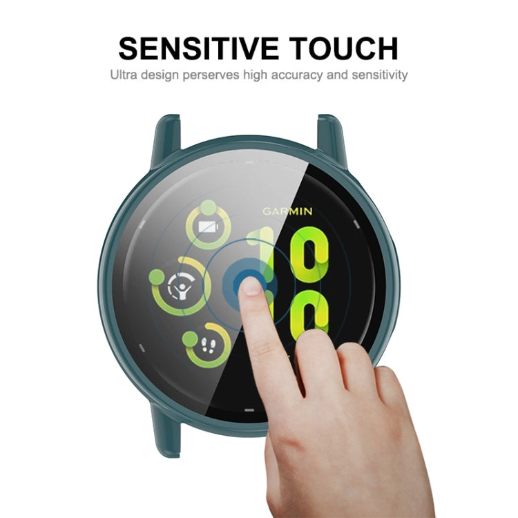 Compatible with Garmin Active 5 ENKAY Hat-Prince Full Coverage PC + Tempered Glass Film Integrated Watch Case(Dark Blue) - Watch Cases by ENKAY | Online Shopping South Africa | PMC TechLife | Buy Now Pay Later Mobicred
