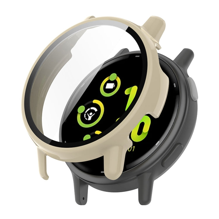 Compatible with Garmin Active 5 ENKAY Hat-Prince Full Coverage PC + Tempered Glass Film Integrated Watch Case(Ivory White) - Watch Cases by ENKAY | Online Shopping South Africa | PMC TechLife | Buy Now Pay Later Mobicred