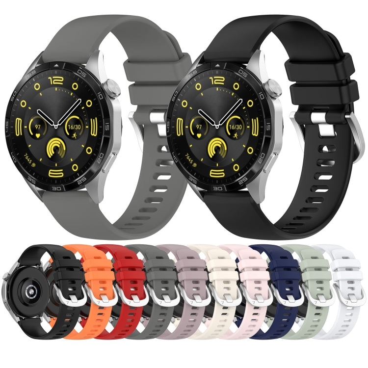 For Huawei Watch GT4 46mm 22mm Liquid Glossy Silver Buckle Silicone Watch Band(Black) - Watch Bands by PMC TechLife | Online Shopping South Africa | PMC TechLife | Buy Now Pay Later Mobicred
