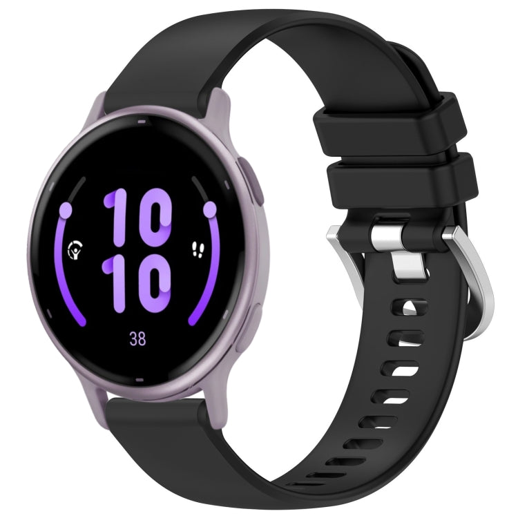 Compatible with Garmin Vivoactive 5 Liquid Glossy Silver Buckle Silicone Watch Band(Black) - free shipping - PMC TechLife - Order now!