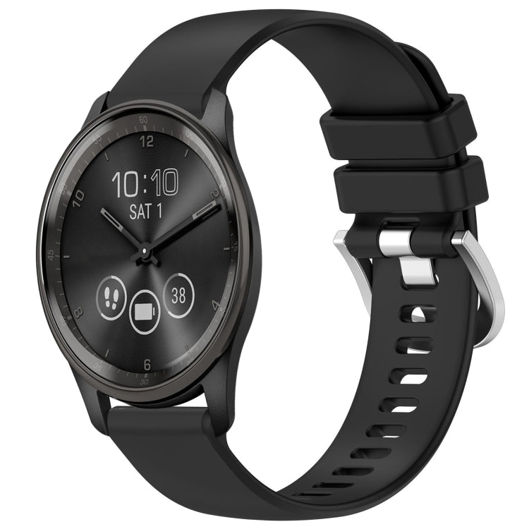 Compatible with Garmin VivoMove Trend Liquid Glossy Silver Buckle Silicone Watch Band(Black) - free shipping - PMC TechLife - Order now!