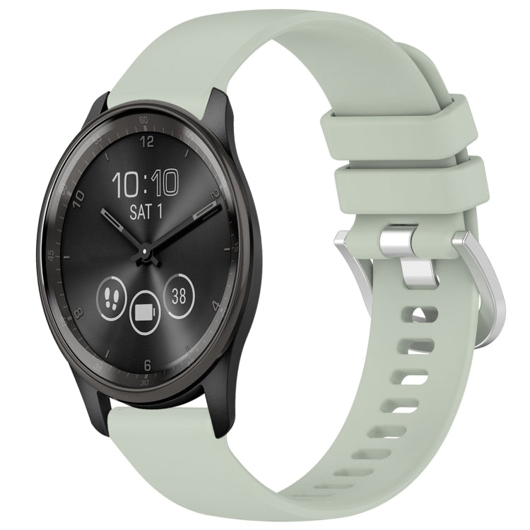 Compatible with Garmin VivoMove Trend Liquid Glossy Silver Buckle Silicone Watch Band(Green) - Watch Bands by PMC TechLife | Online Shopping South Africa | PMC TechLife | Buy Now Pay Later Mobicred