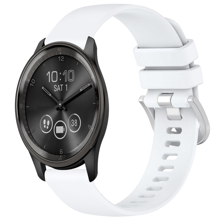 Compatible with Garmin VivoMove Trend Liquid Glossy Silver Buckle Silicone Watch Band(White) - free shipping - PMC TechLife - Order now!