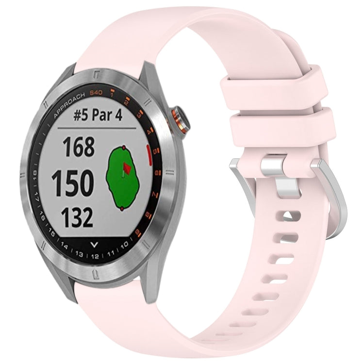 Compatible with Garmin Approach S40 Liquid Glossy Silver Buckle Silicone Watch Band(Pink) - Watch Bands by PMC TechLife | Online Shopping South Africa | PMC TechLife | Buy Now Pay Later Mobicred