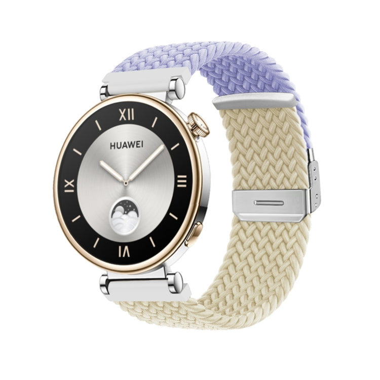For Huawei Watch GT4 41mm Integrated Buckle Braided Nylon Watch Band(Light Purple+Starlight) - Watch Bands by PMC TechLife | Online Shopping South Africa | PMC TechLife