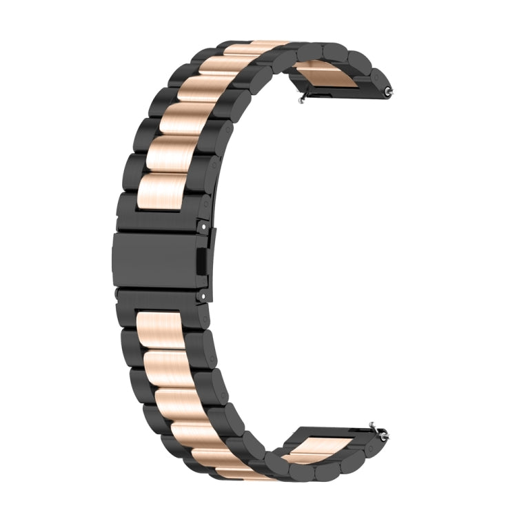 For Huawei Watch GT4 46mm Three Bead Stainless Steel Metal Watch Band(Black+Rose Gold) - free shipping - PMC TechLife - Order now!