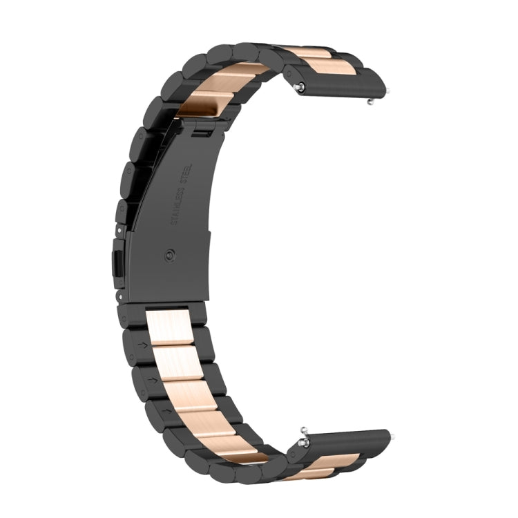 For Huawei Watch GT4 46mm Three Bead Stainless Steel Metal Watch Band(Black+Rose Gold) - free shipping - PMC TechLife - Order now!
